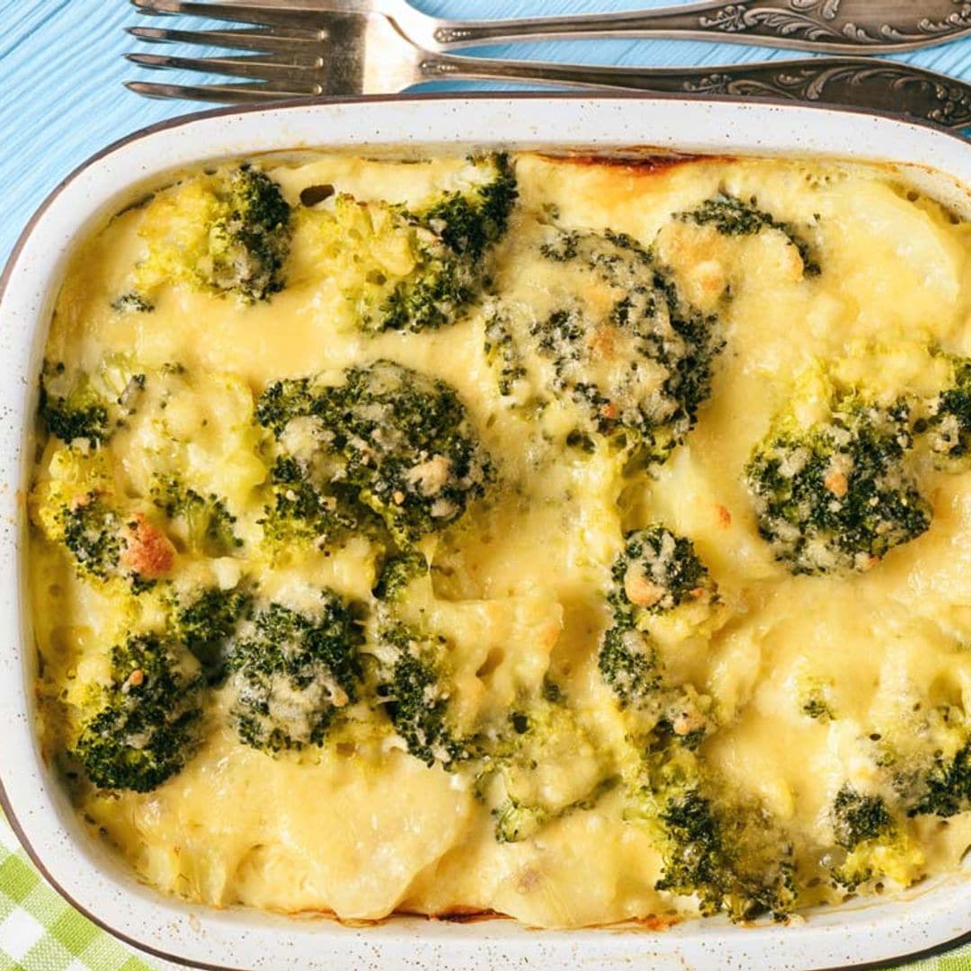 Brócoli y patata gratinados con sabayón