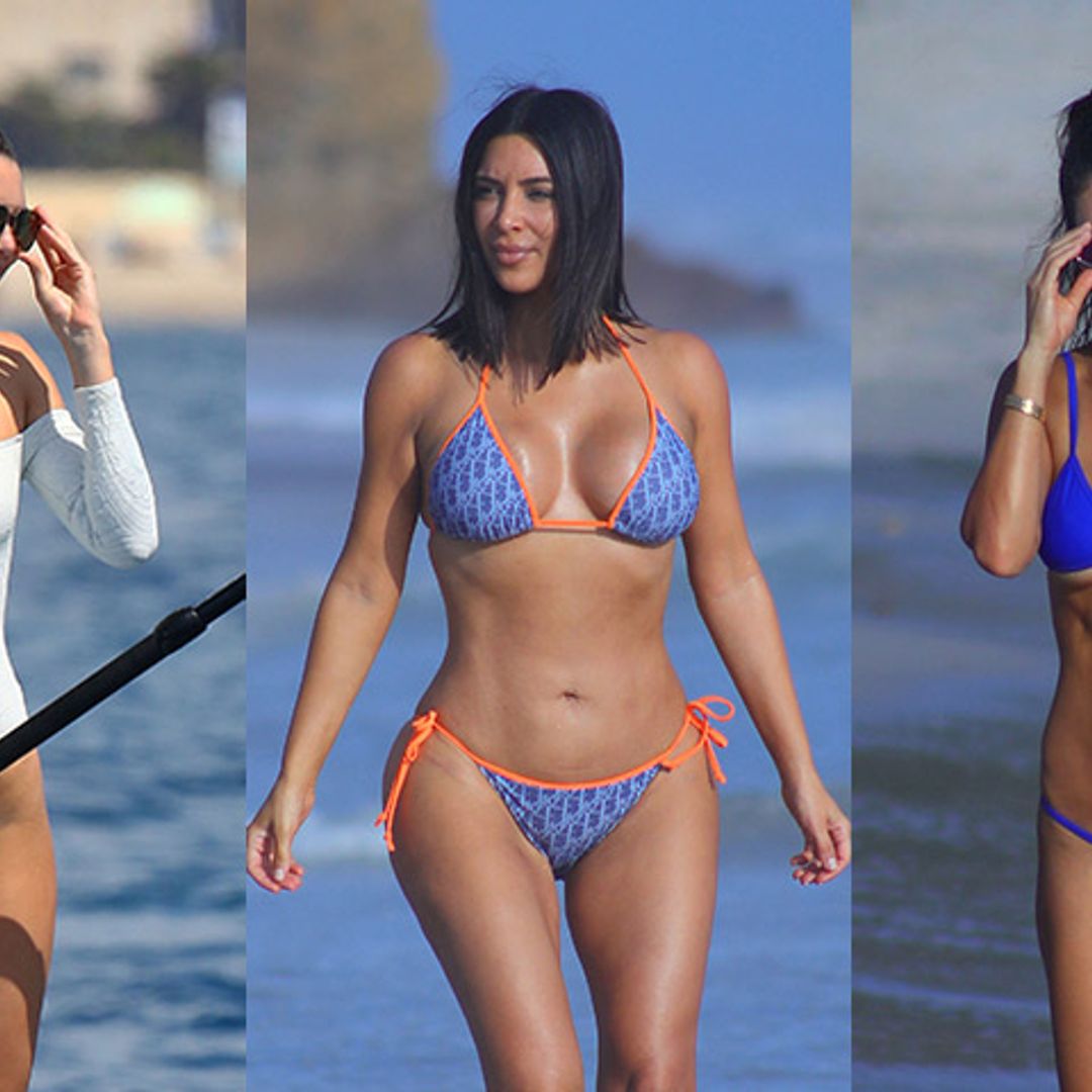 Con brillos, Bardot o deportivo, los bikinis para cuerpos con curvas según las Kardashian