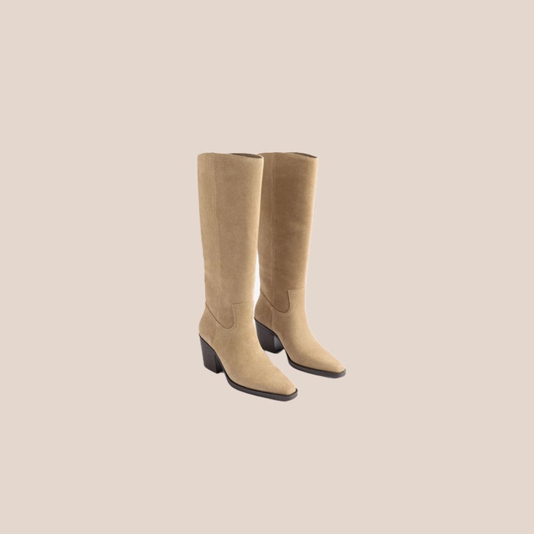 Botas altas de ante beige