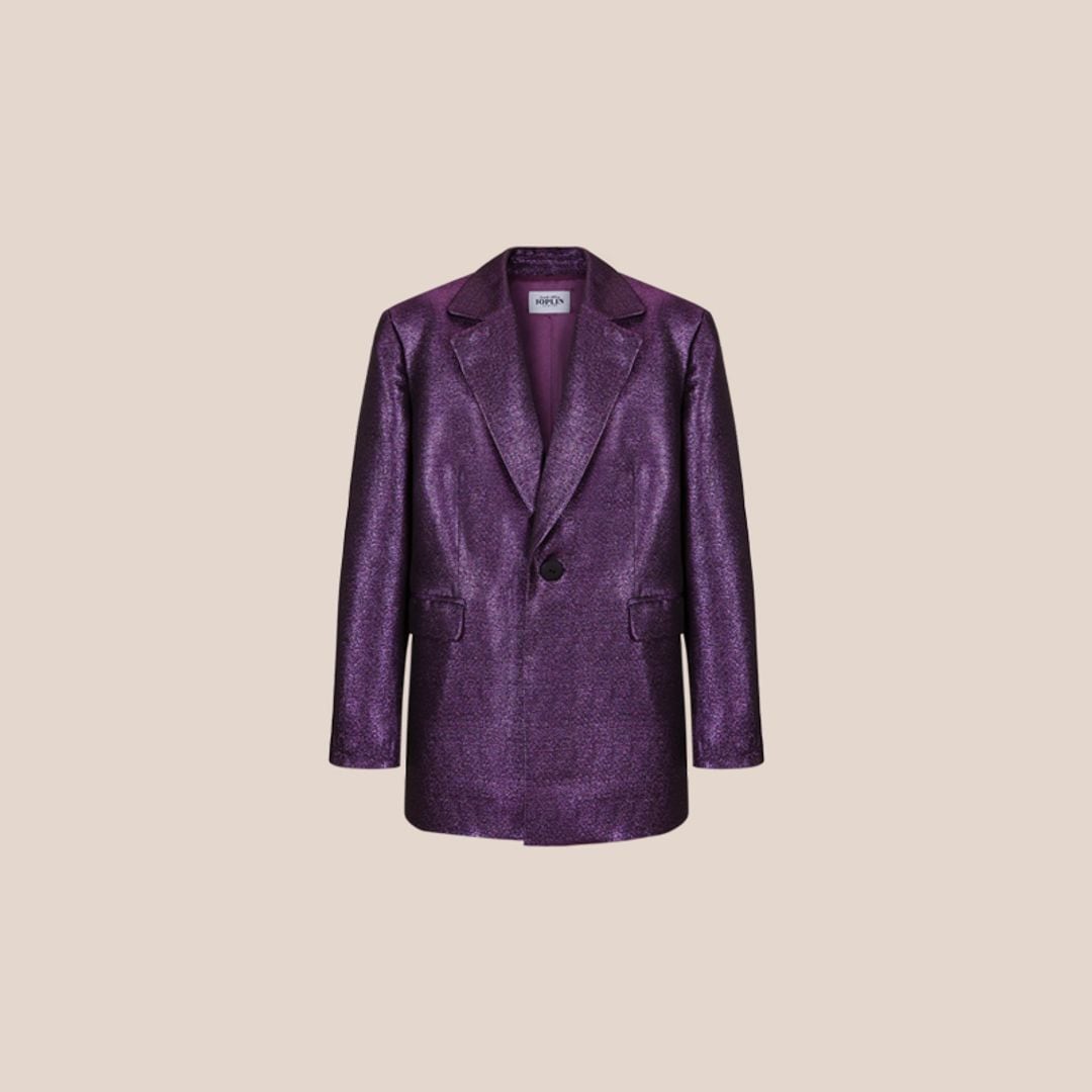 Blazer brillante berenjena