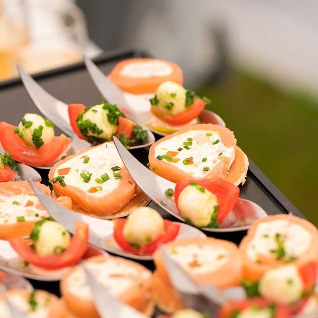 Cucharitas de salmón con queso y mozzarella con tomate