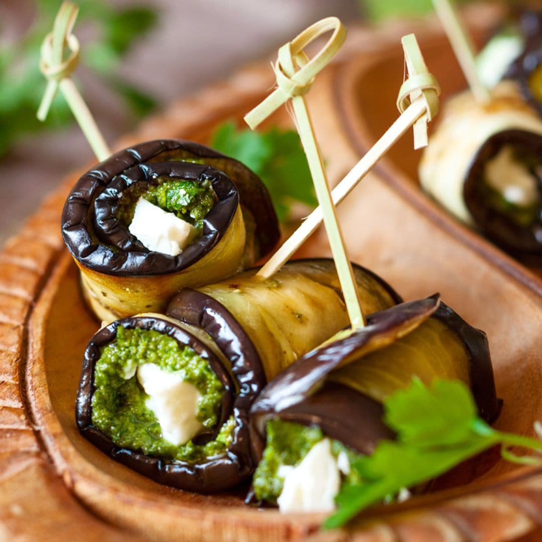 Rollitos de berenjena con pesto