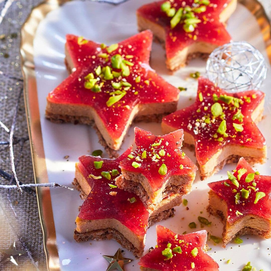 Estrellas de 'foie' con membrillo y pistachos