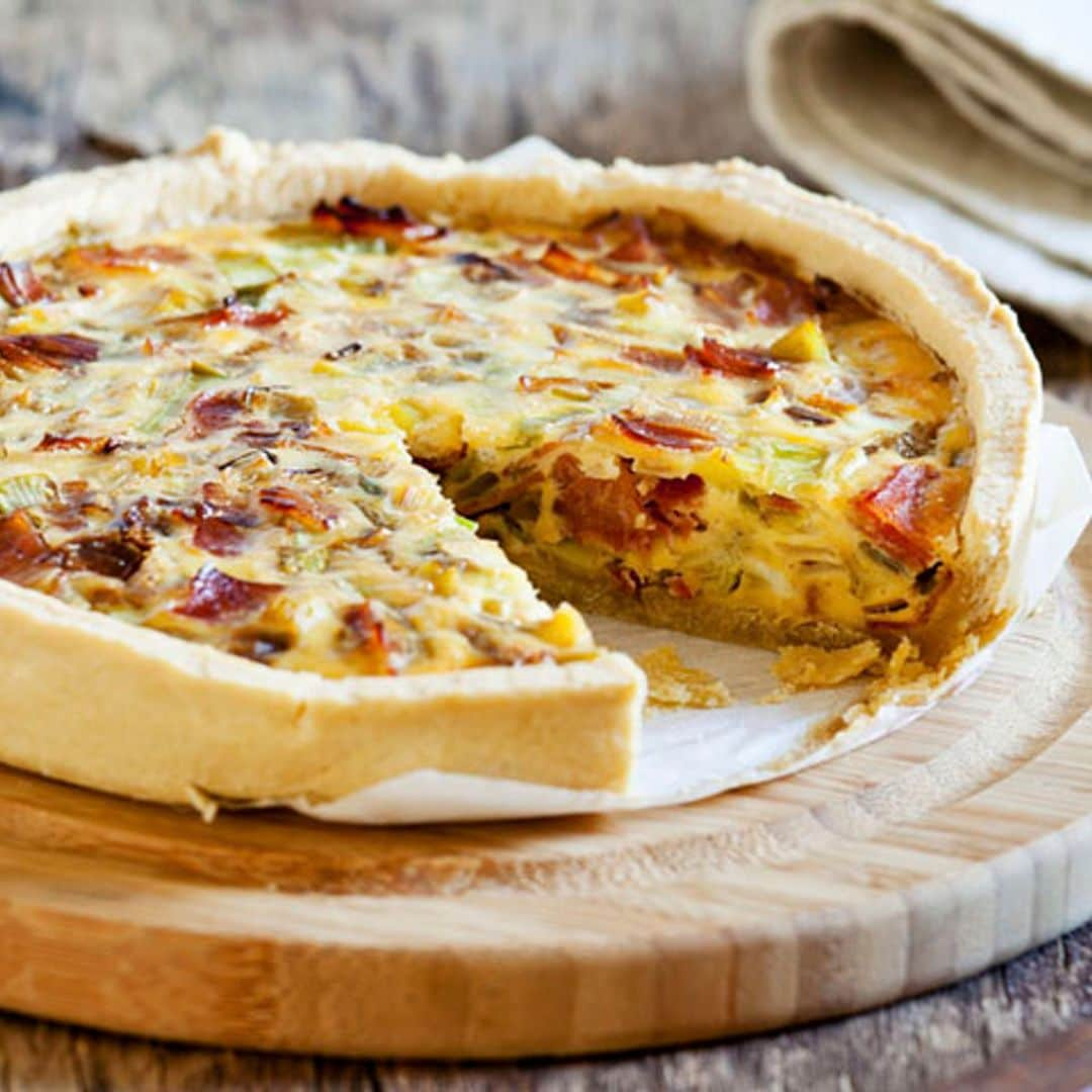 Quiche de guisantes y beicon