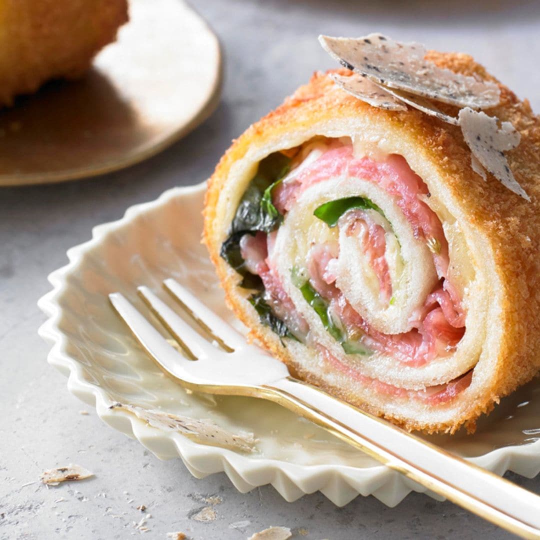 Rollitos de lacón con queso trufado