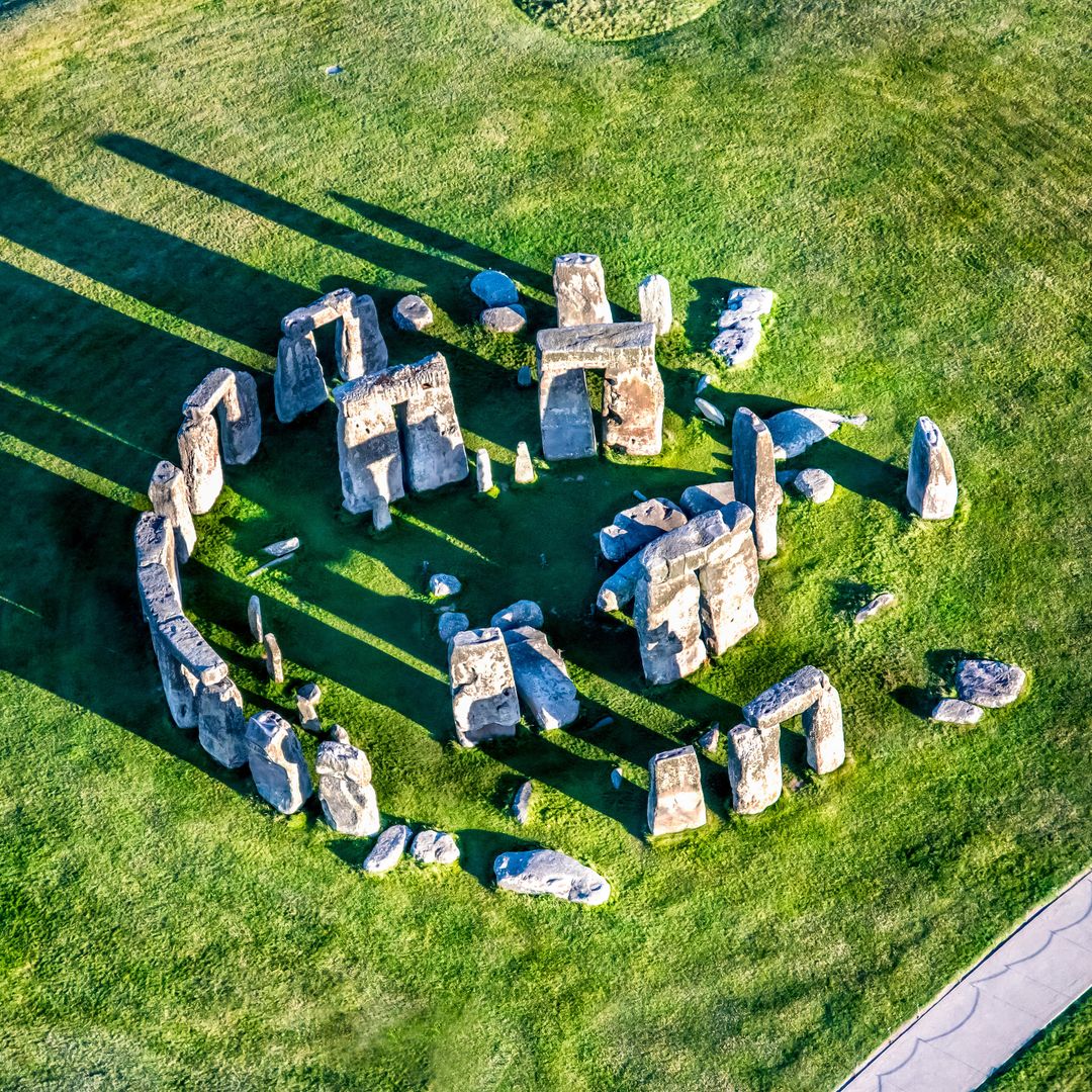 Vista aérea de Stonehenge, cerca de Salisbury, Inglaterra