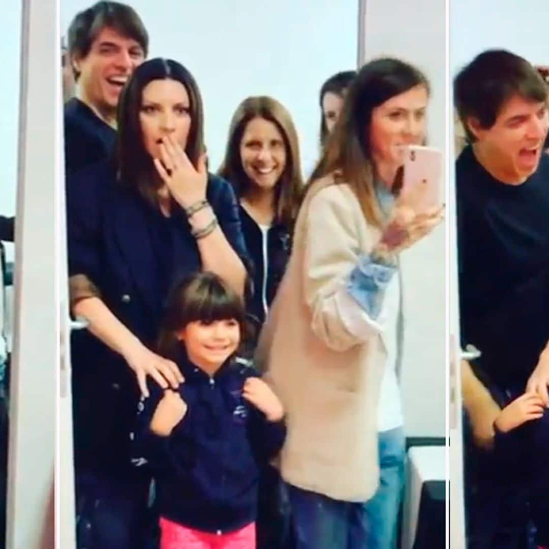 La emotiva reacción de Laura Pausini ante la visita sorpresa de sus padres en su cumpleaños 45