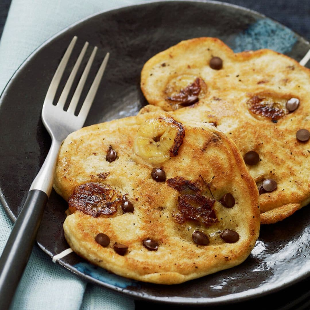 Tortitas con plátano y chocolate