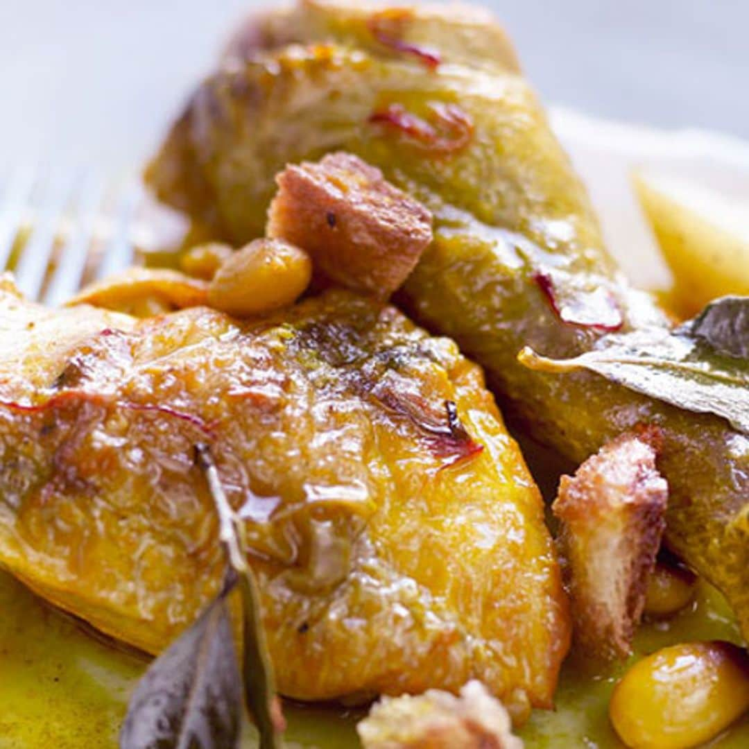 Pollo con almendras y limón confitado