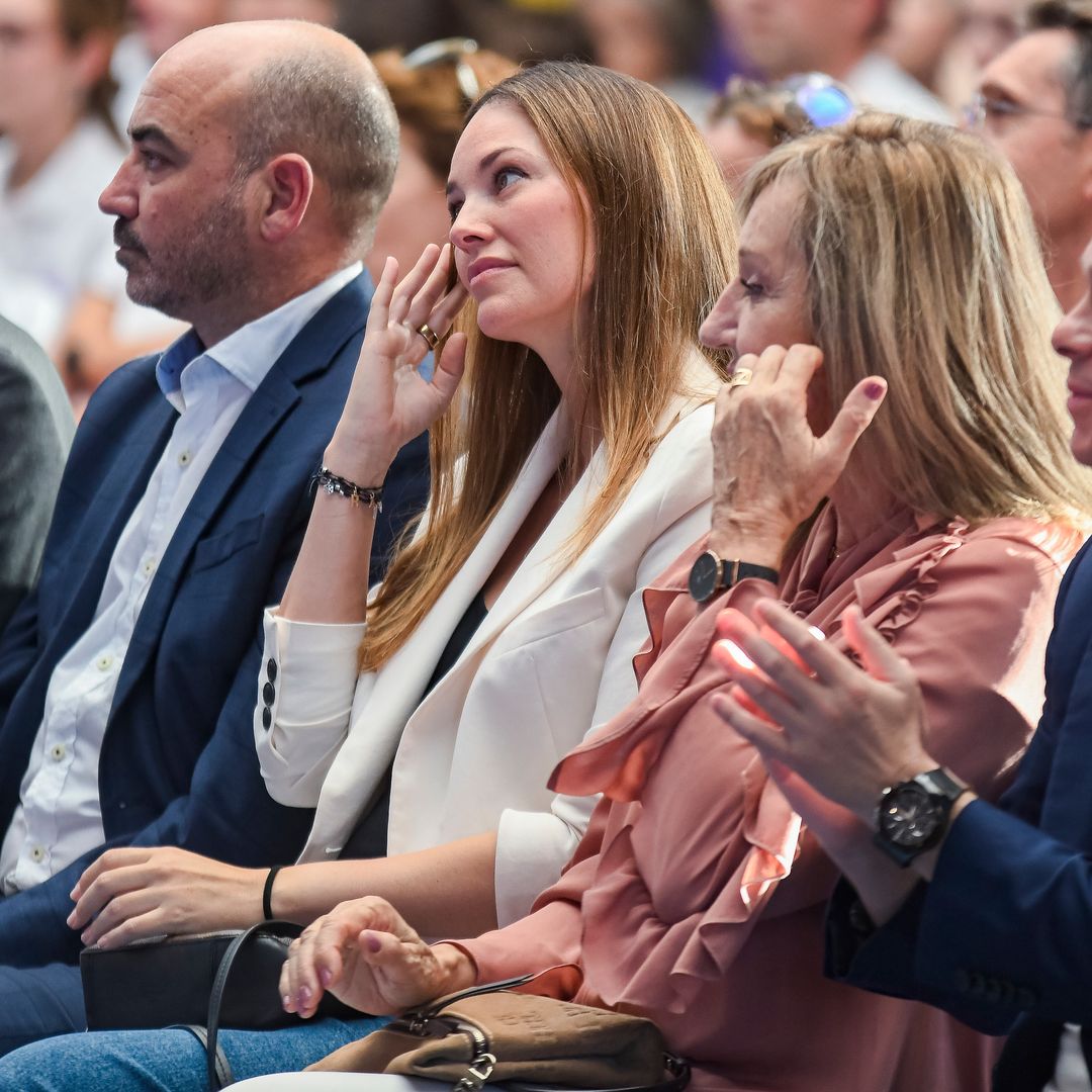 Helen Lindes en el homenaje que recibió Rudy Fernández en su colegio, 
el Sant Josep Obrer, donde dio sus primeros pasos en el mundo del baloncesto. 20 de octubre de 2024 en Palma de Mallorca