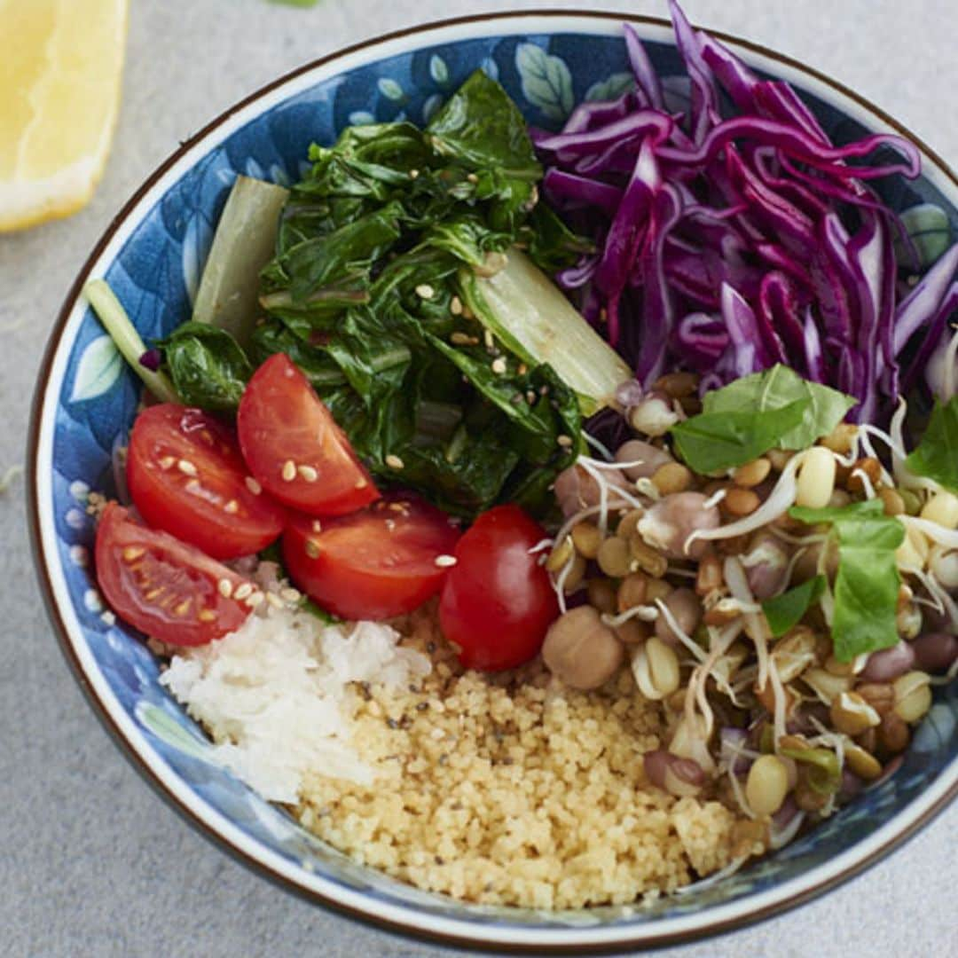 Ensalada templada de tabulé y arroz