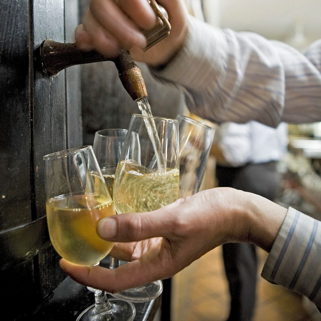 Sirviendo vino de Montilla en Bodega Guzmánn, en la Judería de Córdoba