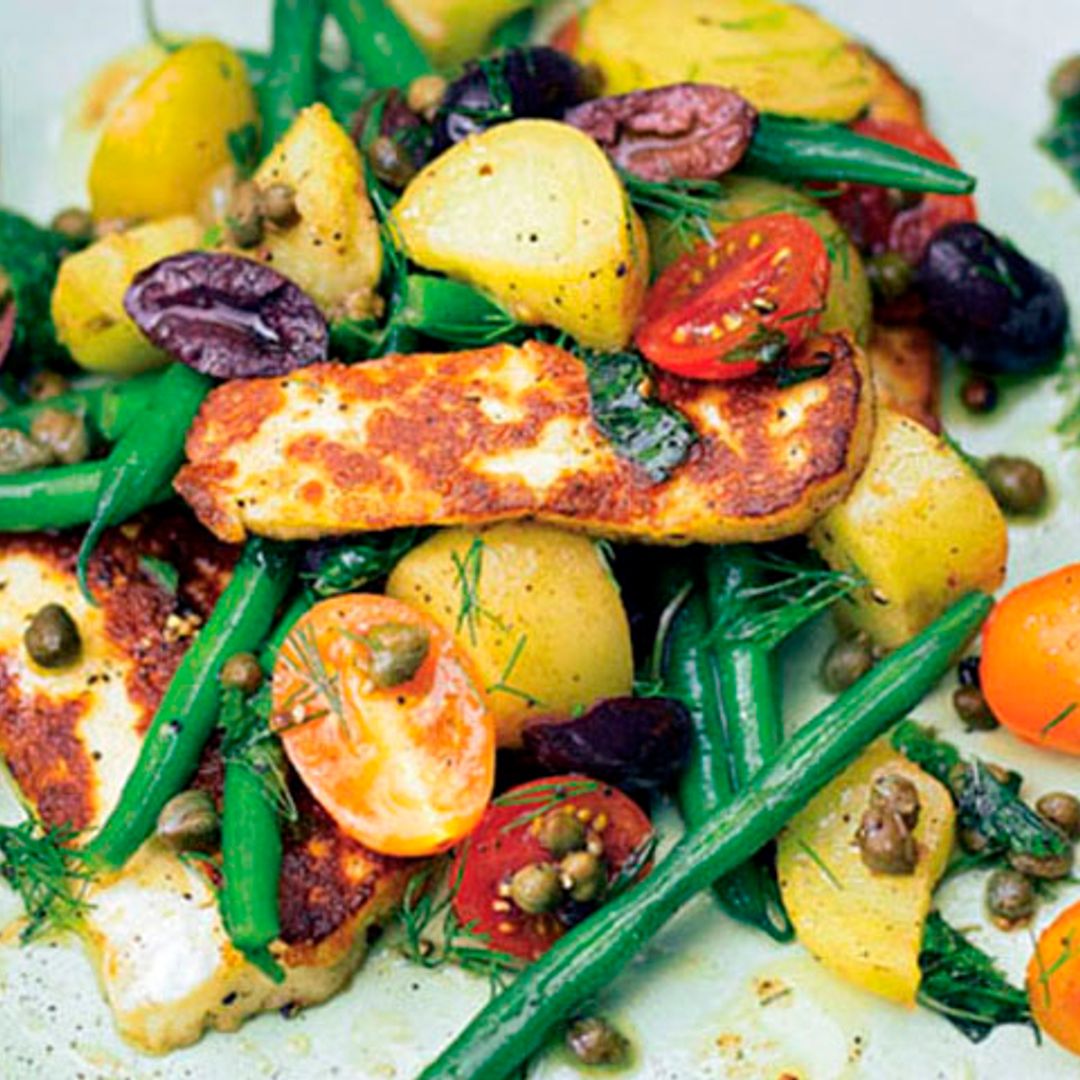 Ensalada de patatas, judías verdes y queso