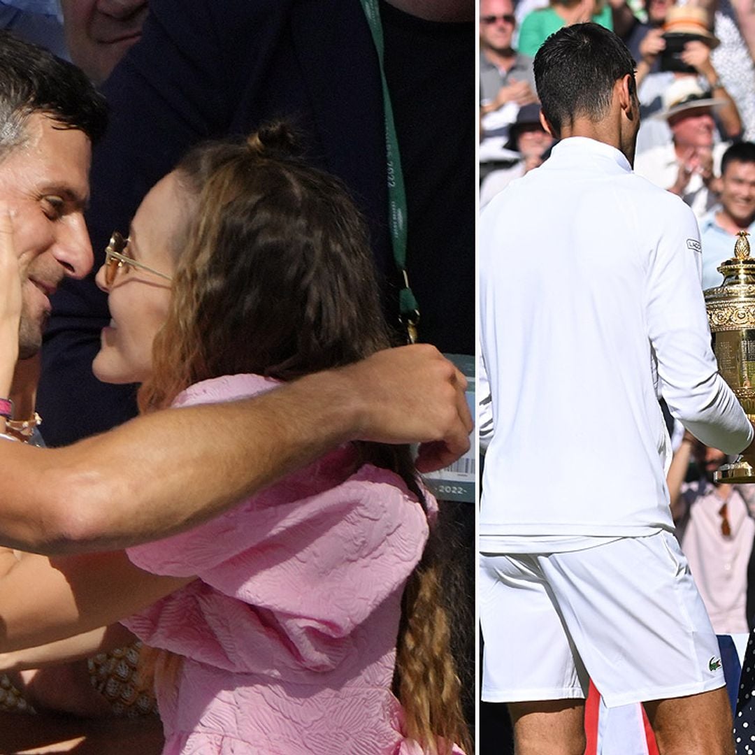 Kate Middleton entrega el trofeo a Djokovic, rey de Wimbledon, que recibe el abrazo de su mujer