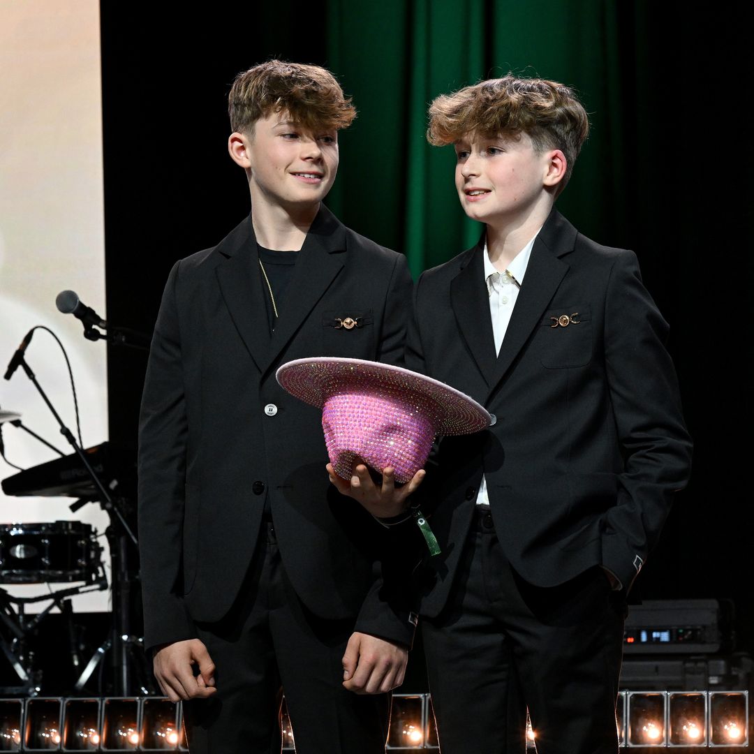 Zachary Furnish-John and Elijah Furnish-John speak onstage during Elton John AIDS Foundation's 33rd Annual Academy Awards Viewing Party on March 02, 2025 in West Hollywood, California. (Photo by Michael Kovac/Getty Images for Elton John AIDS Foundation)