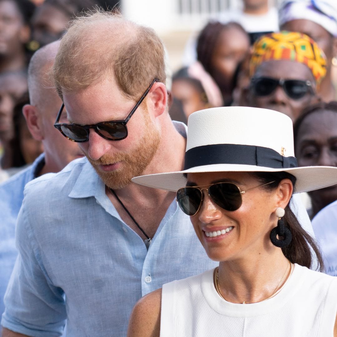 Prince Harry and Duchess of Sussex Meghan Markle during a visit to San Basilio de Palenque 17 August 2024.