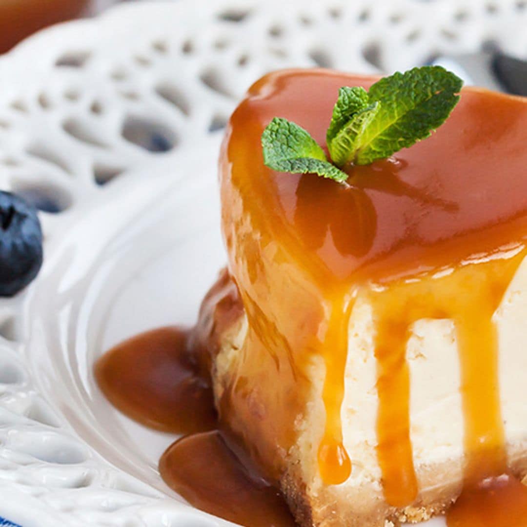 Tarta de queso fría con caramelo