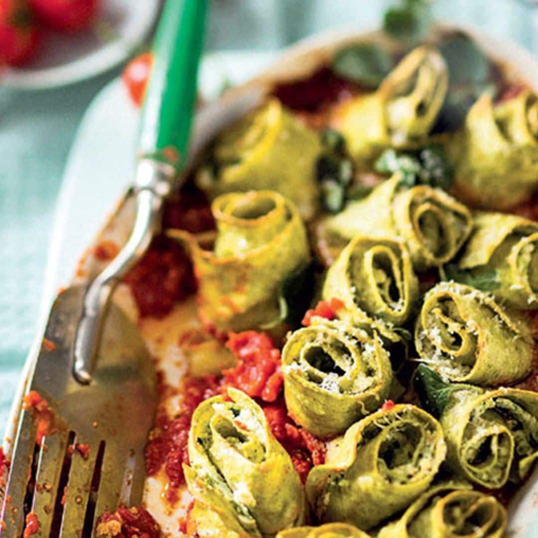 ‘Alcachofas’ de pasta rellenas de albahaca y ricotta