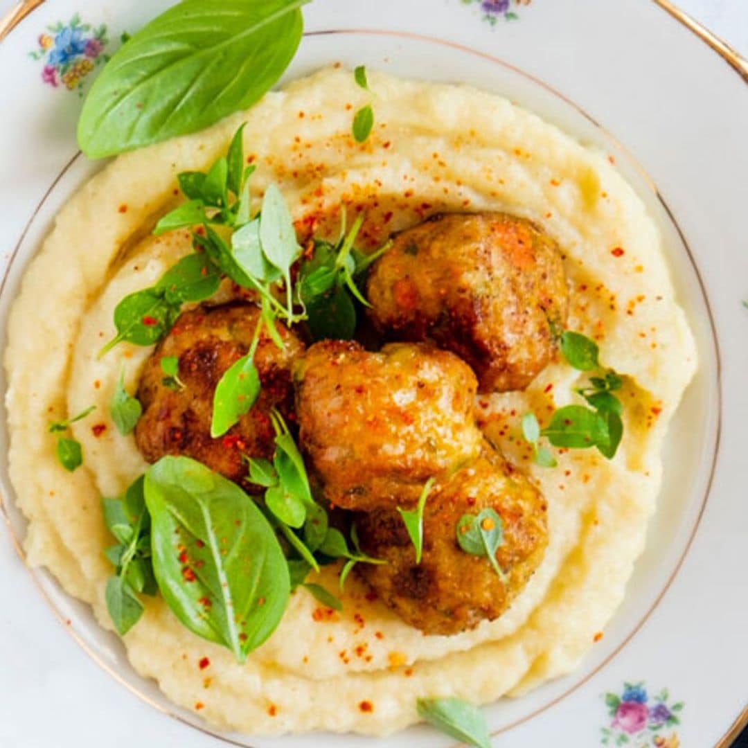 Albóndigas vegetarianas con puré de apionabo