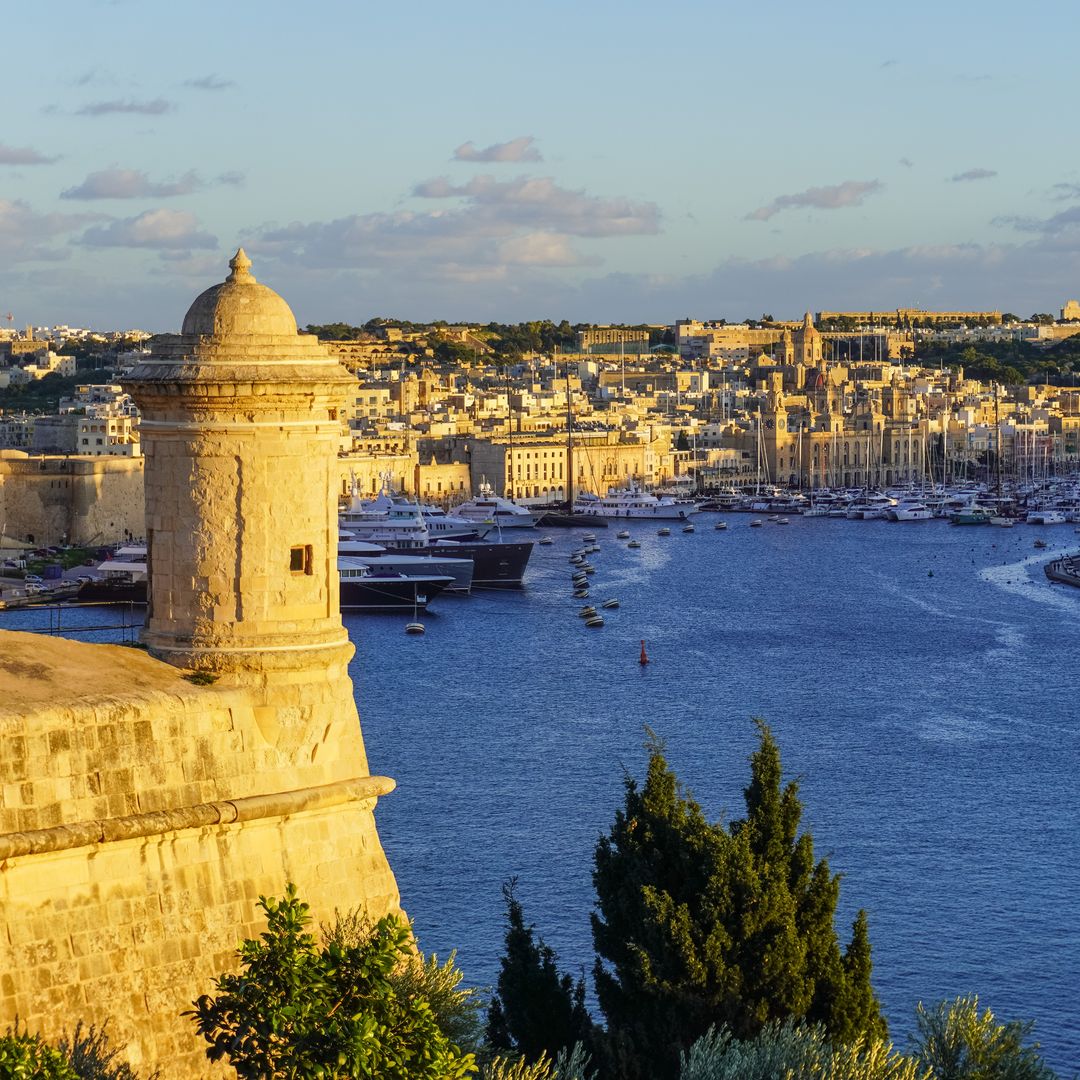 Puerto de La Valeta desde los jardines Barrakka, Malta