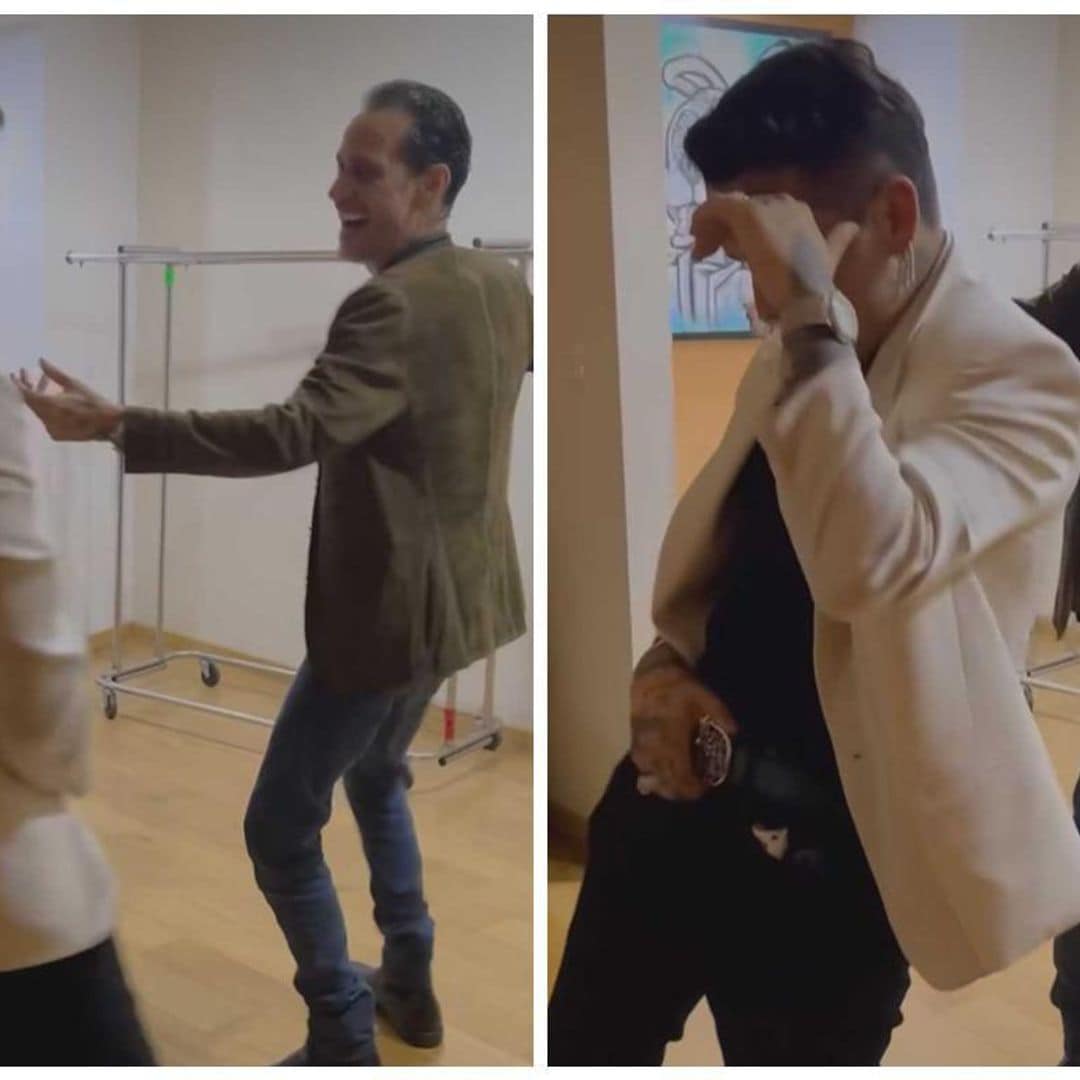 Marc Anthony enseña a Nodal un nuevo paso de baile, ¡con movimiento de cadera!