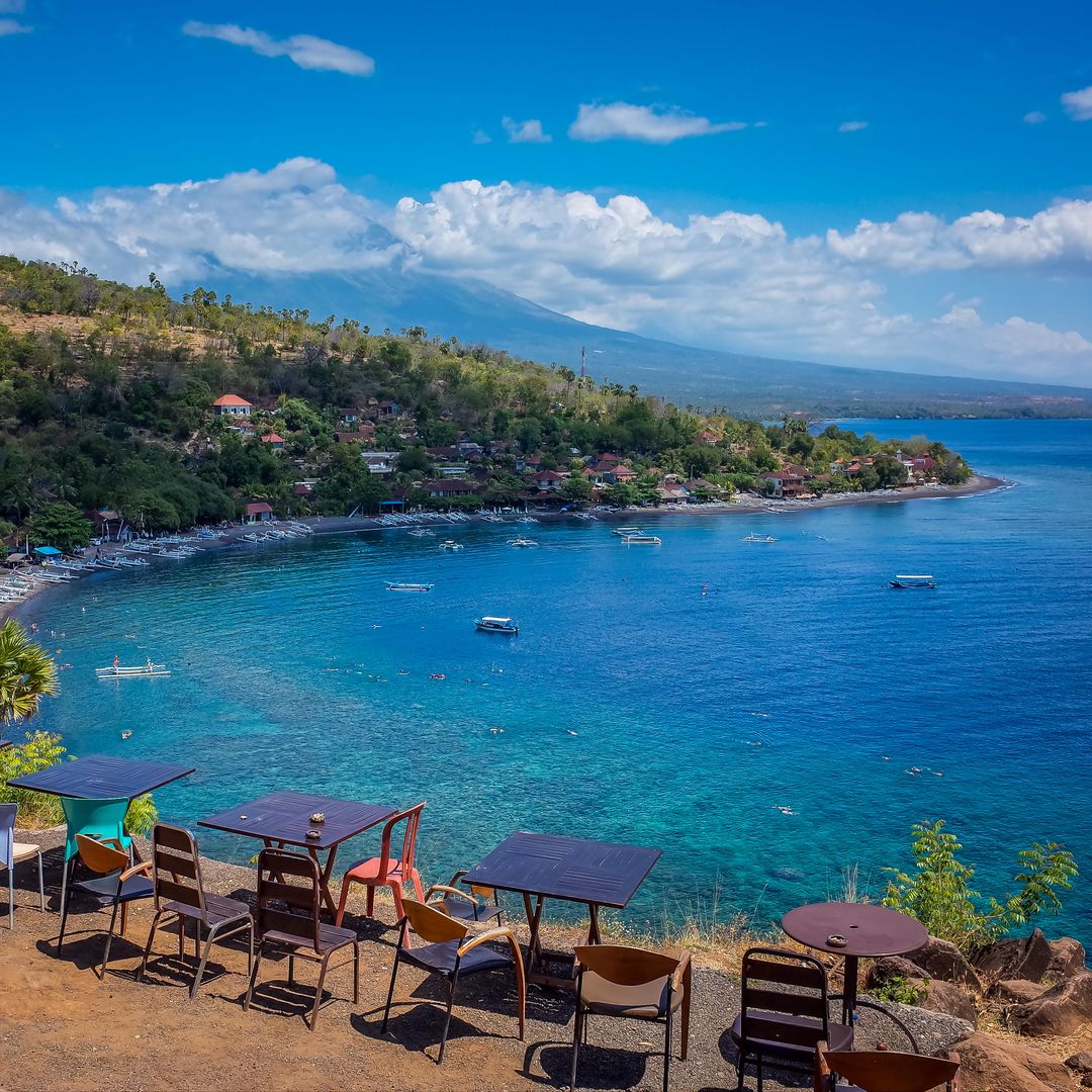 Mirador de la playa Jemeluk en Amed, Bali