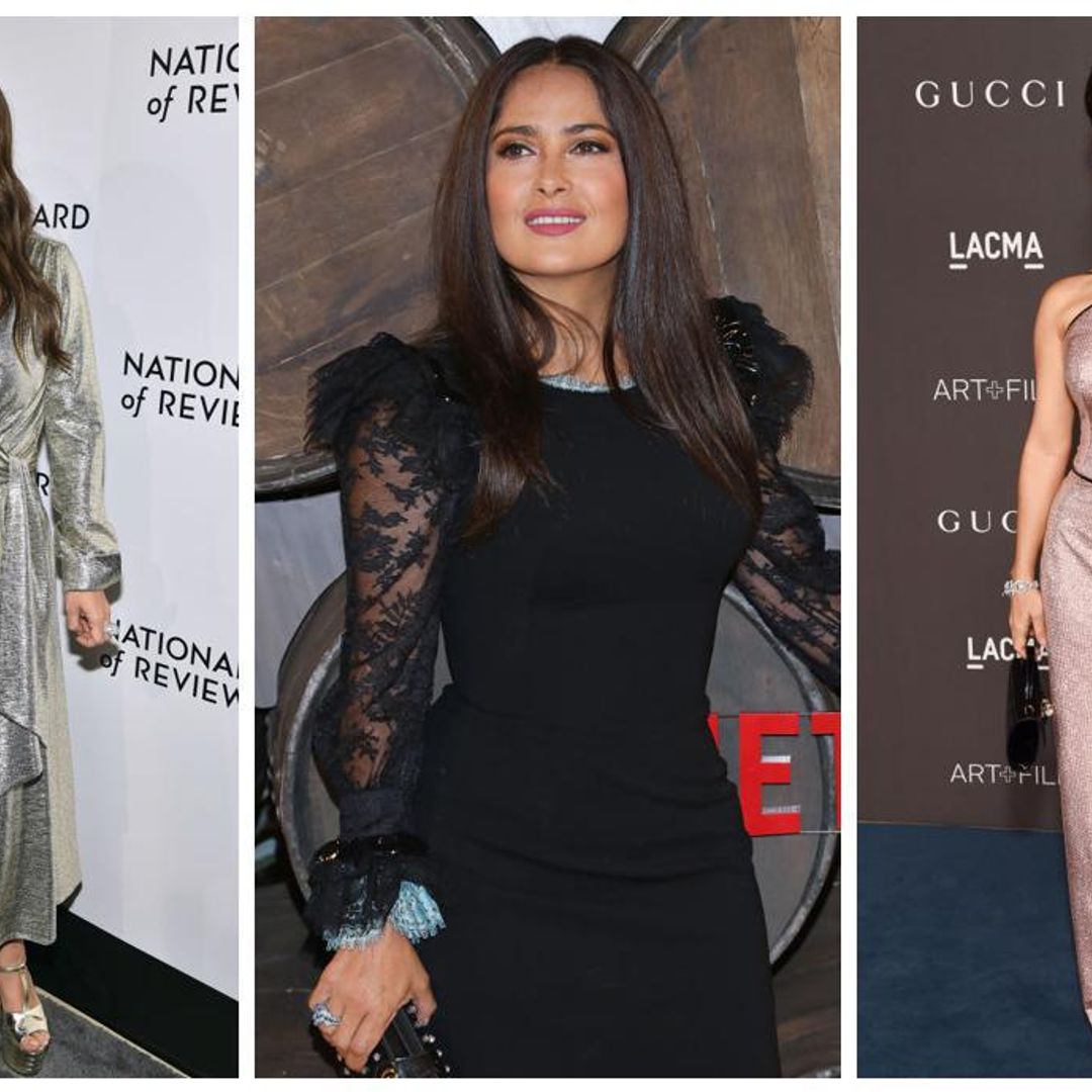 Salma Hayek nos enseña cómo estilizar la figura con estos 4 vestidos