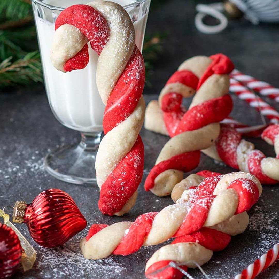 Bastones de Navidad de galleta o 'cookies candy cane'