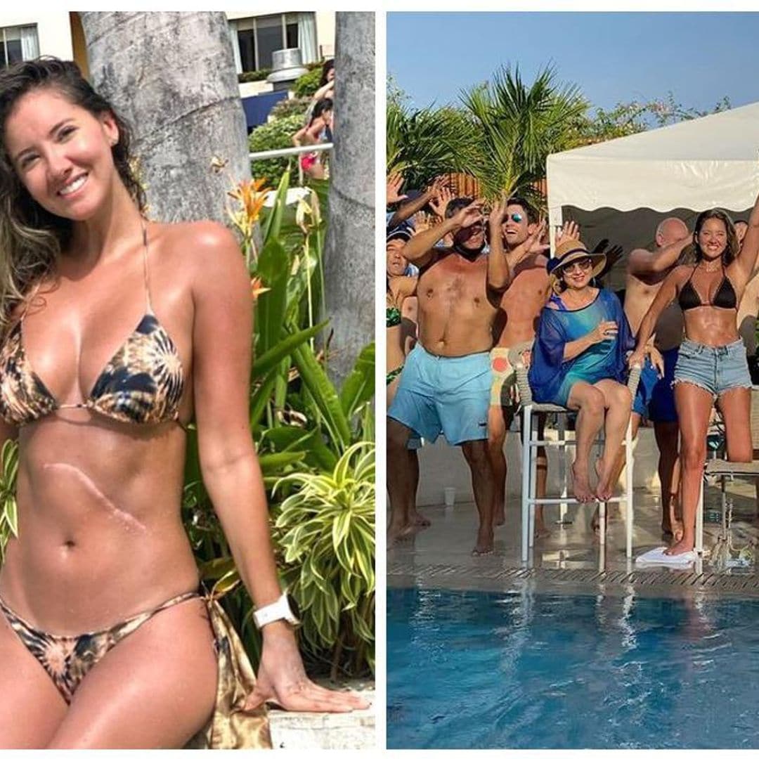 Daniella Álvarez contagia a todos con su alegre baile en la piscina