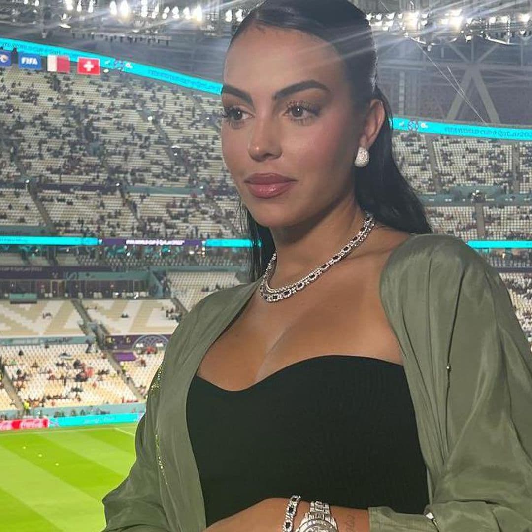 Guapísima en las gradas, Georgina Rodríguez expresa su apoyo a Cristiano Ronaldo