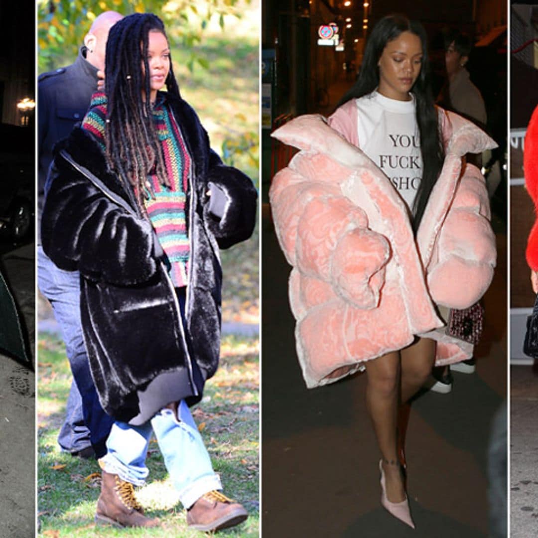 ¿Excéntrica o 'trendy'? Así es la (extensísima) colección de abrigos de Rihanna