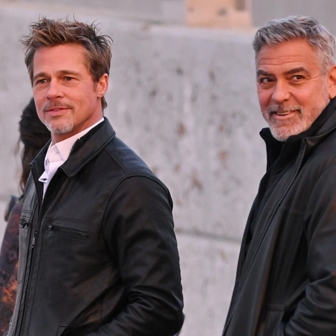 Brad Pitt y George Clooney, los conquistadores, conquistados: flores a Inés y visita de Amal