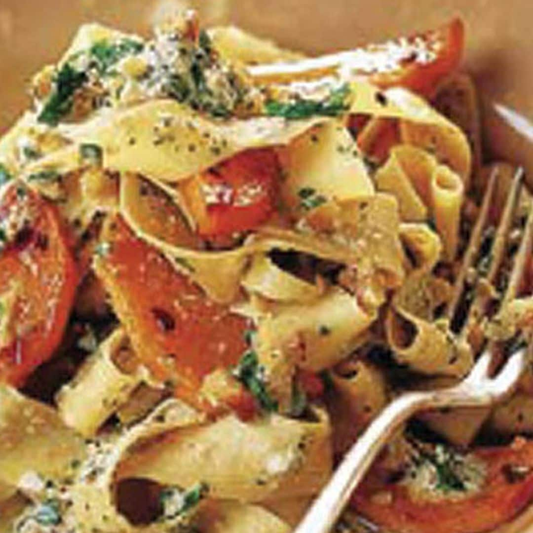 Pasta con calabaza y nueces