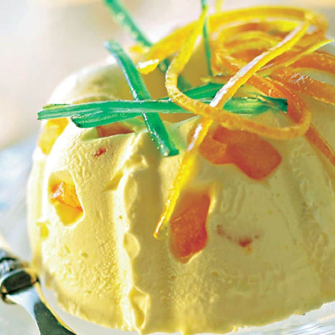 Flan helado de naranja confitada