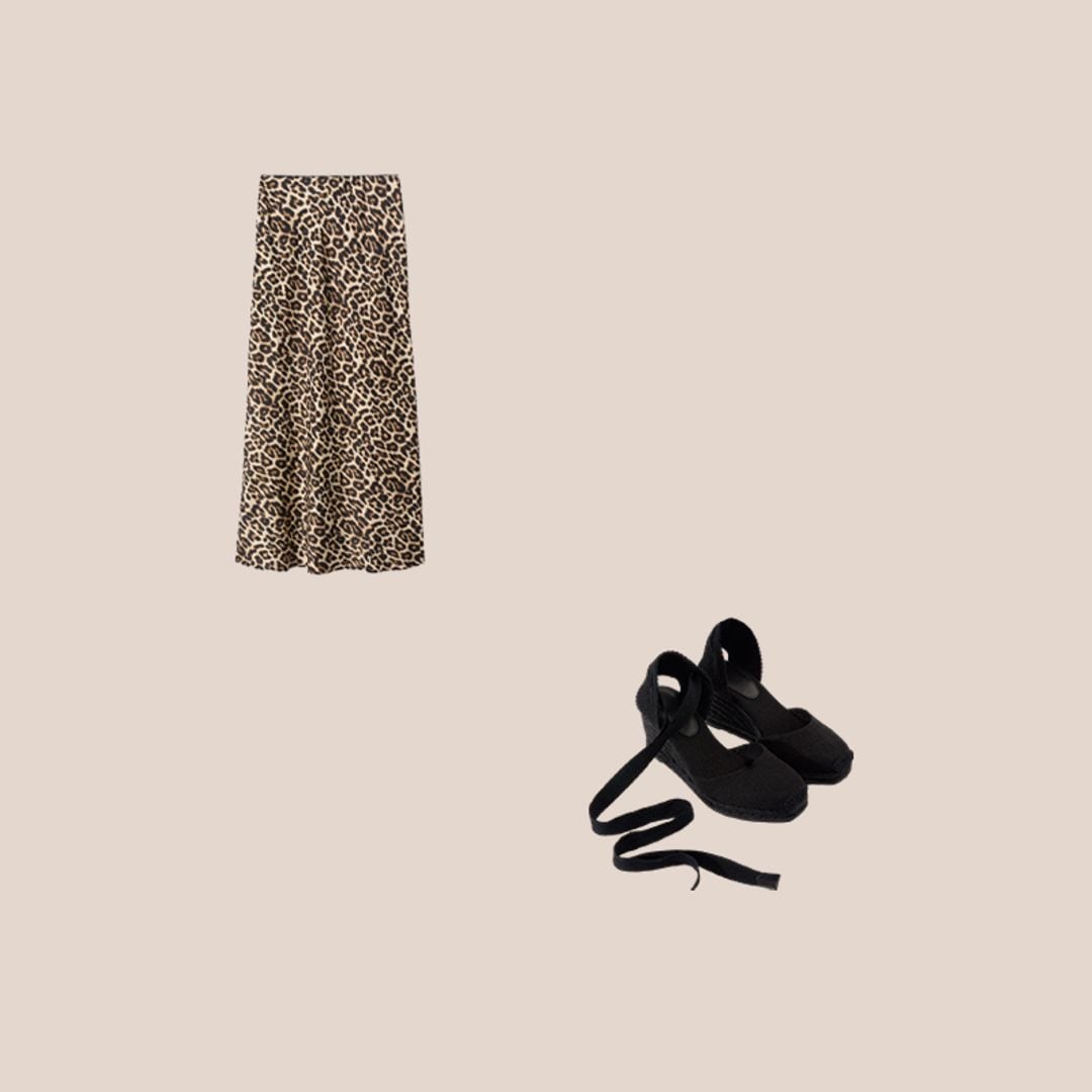 Falda leopardo animal print y alpargatas negras