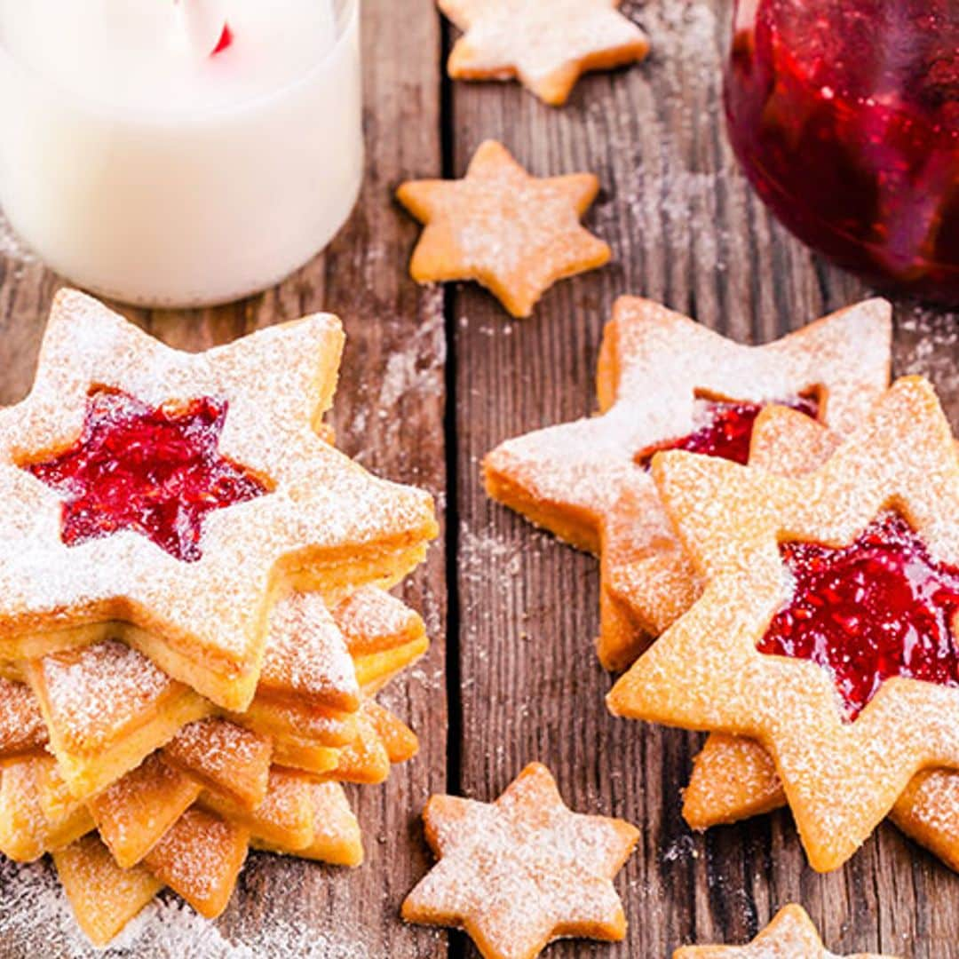 Galletas de mantequilla para Navidad con frambuesa