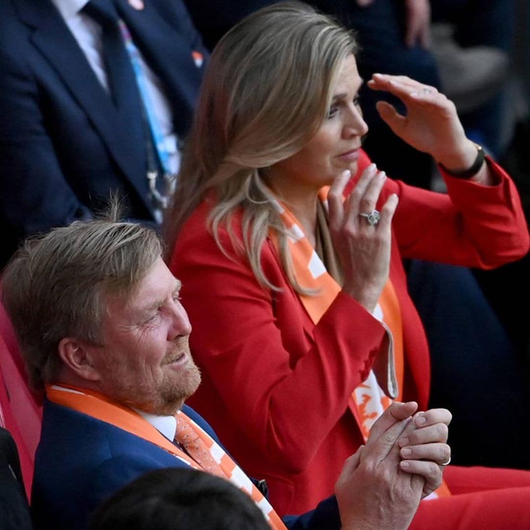 Máxima y Guillermo de Holanda viven con emoción el partido de su selección en la Eurocopa