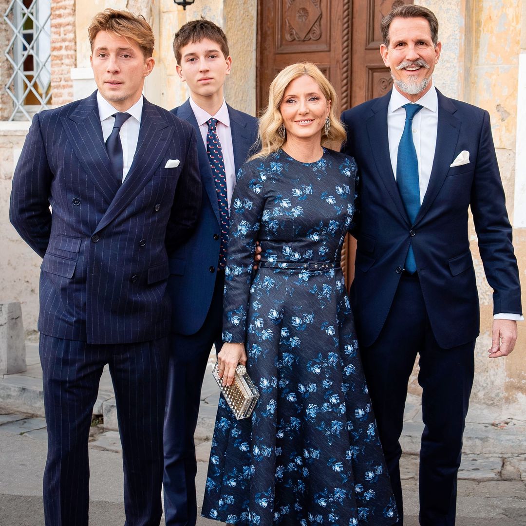 Marie-Chantal con Pablo de Grecia y sus hijos en la boda de Nicolás de Grecia