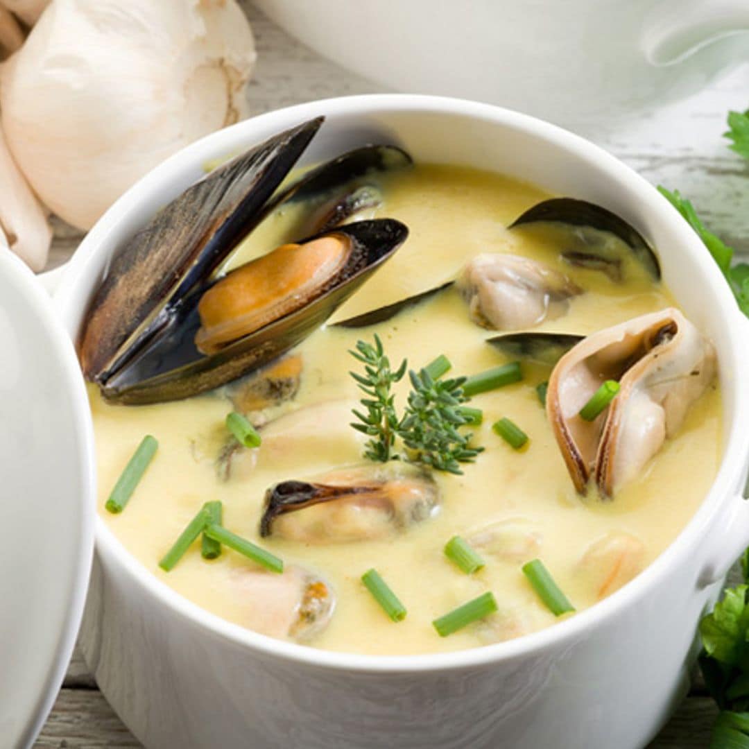 Crema de mejillones al azafrán