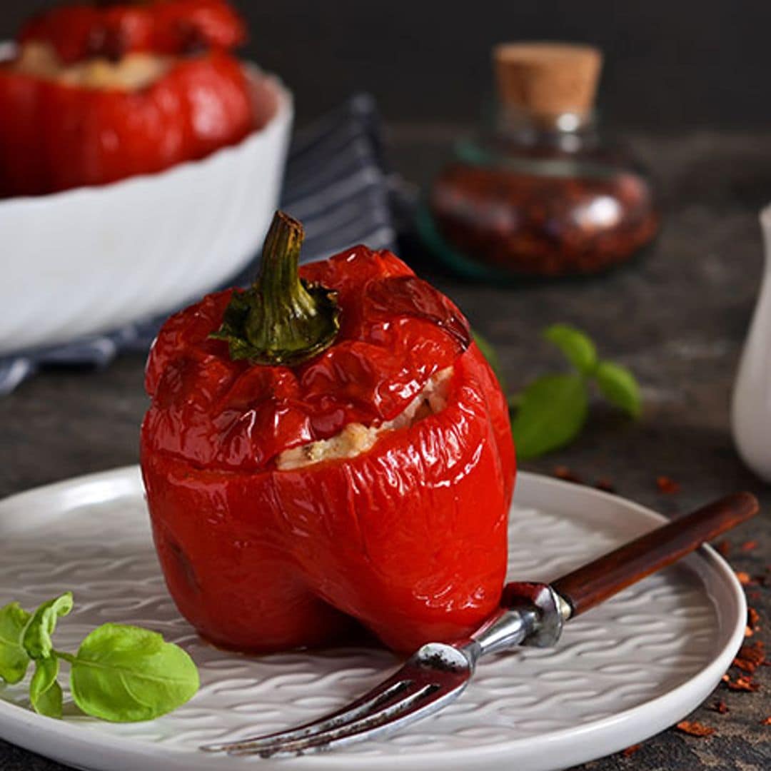 Pimientos rellenos de parmentier con salmón