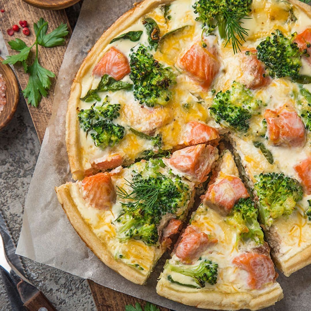 'Quiche' de brócoli y salmón