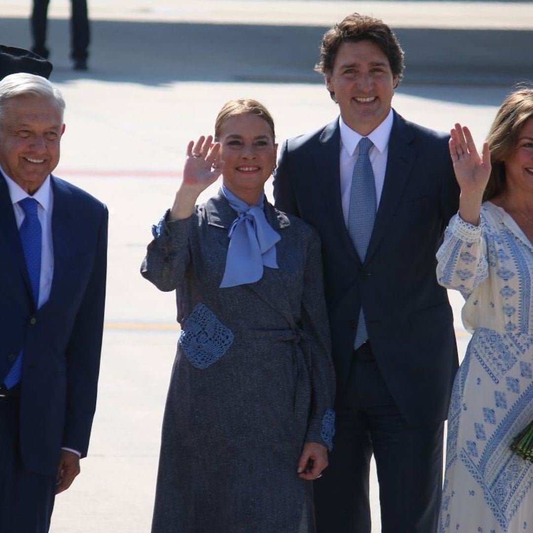 López Obrador y Beatriz Gutiérrez Müller dan la bienvenida a Justin Trudeau y a su esposa Sophie