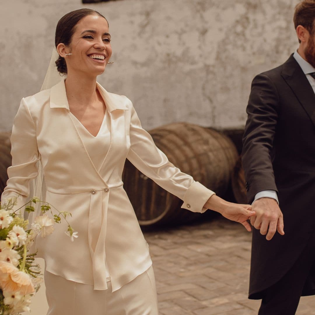 Un vestido desmontable para Mariana, la novia que se casó en una preciosa bodega de Jerez