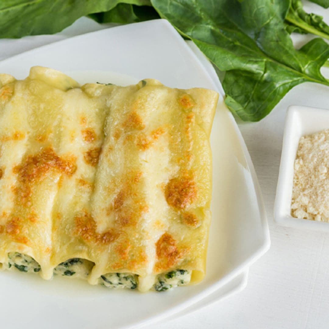 Canelones de merluza y espinacas