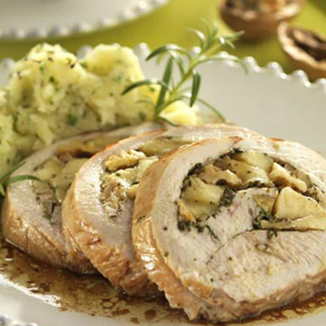 Pechuga de pavo rellena de manzana y nueces