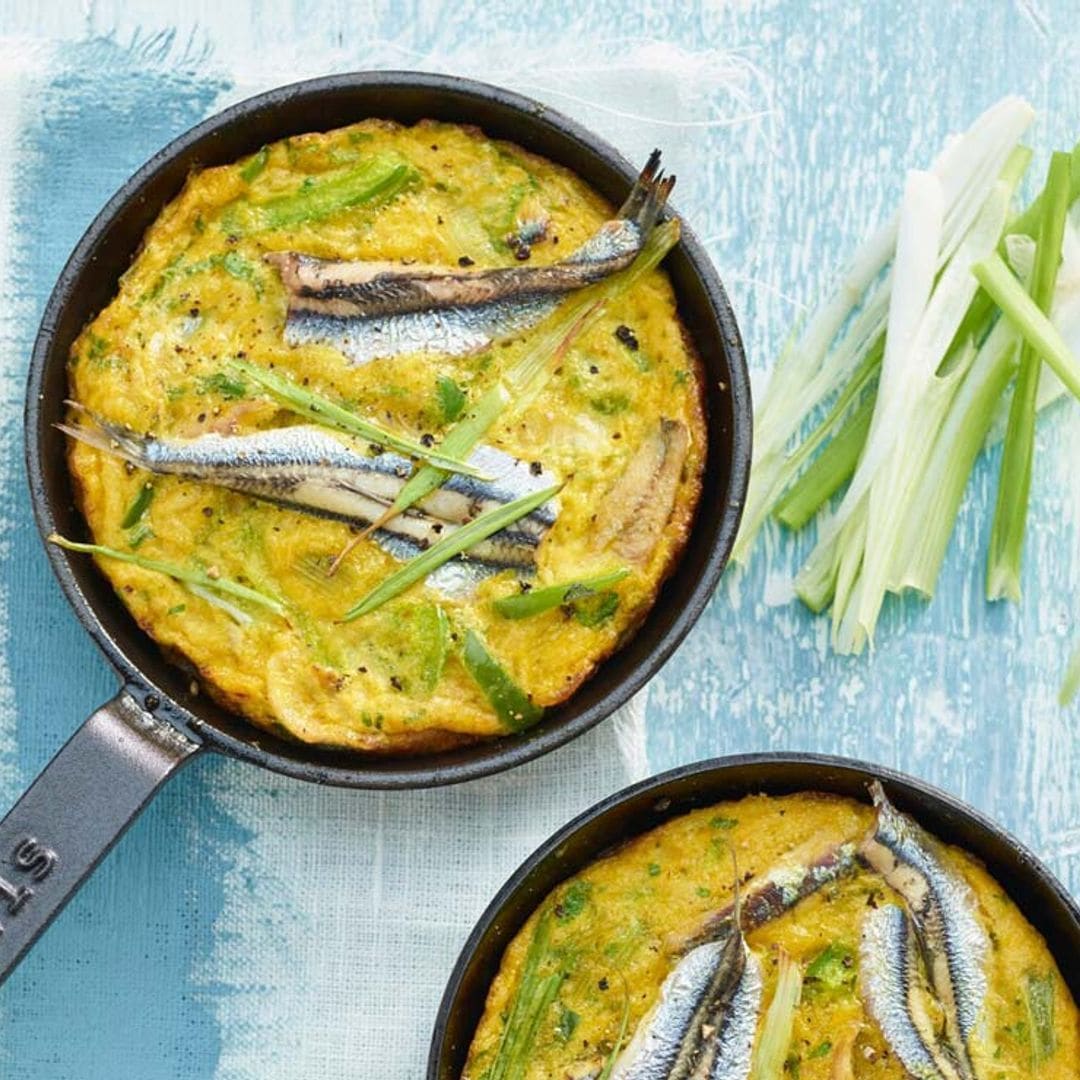 'Frittata' de sardinas frescas y puerro