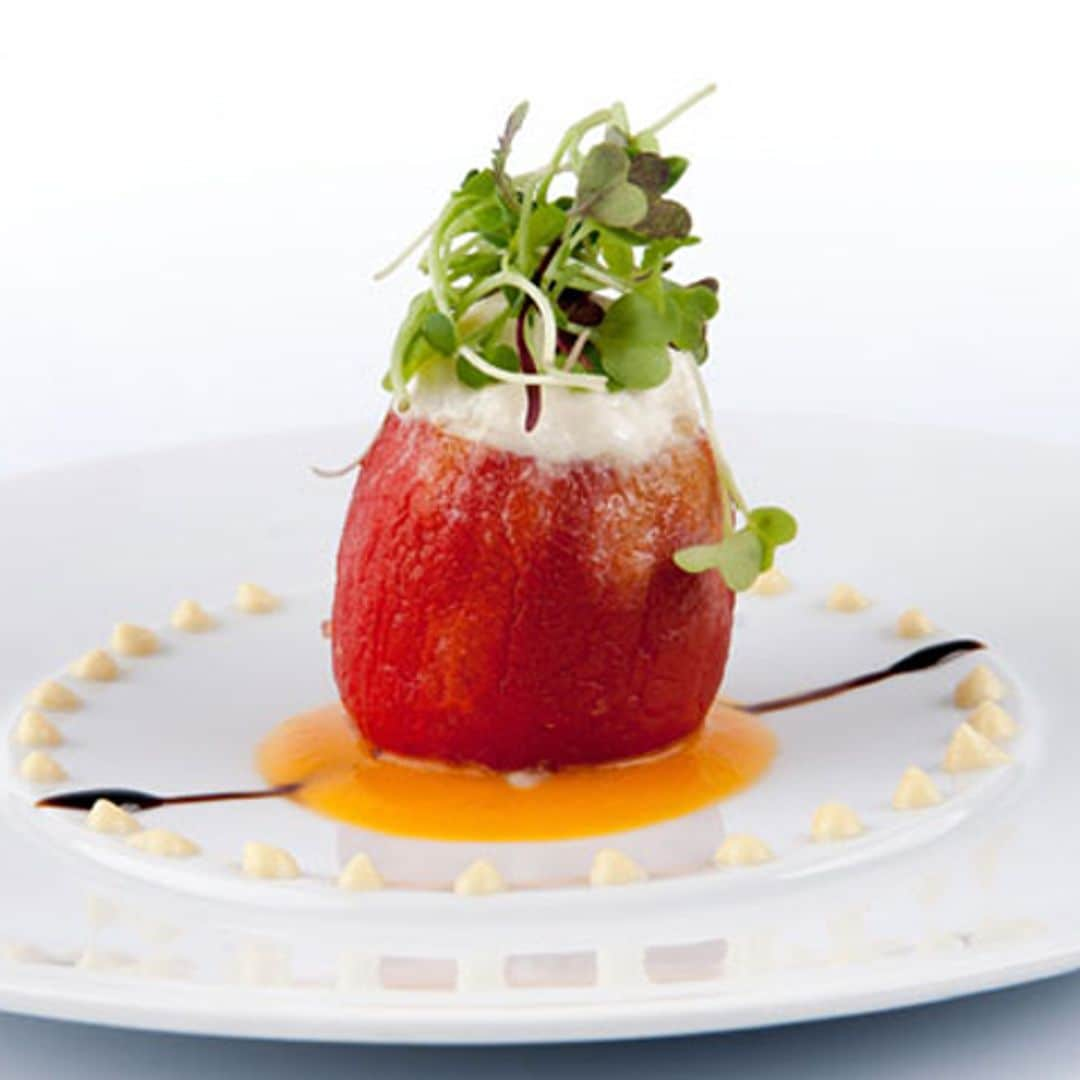 Tomates, burrata y azafrán