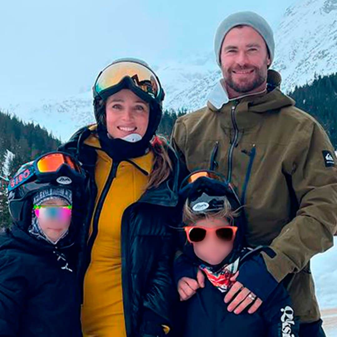 Elsa Pataky y sus hijos 'vuelan' sobre la nieve gracias a la impresionante fuerza de 'Thor' Hemsworth