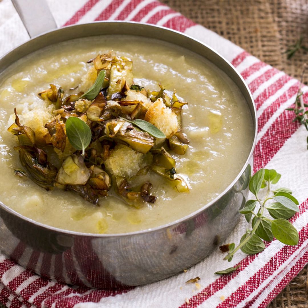 Puré de patatas y alcachofas