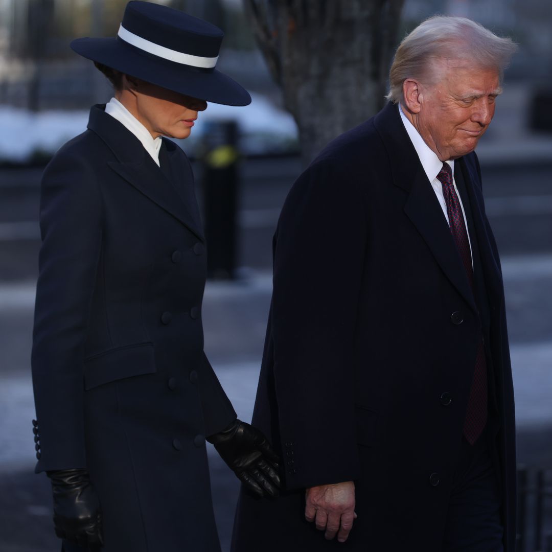 Melania and Donald Trump at a church service at St. John's Episcopal Church in Washington, DC, on January 20, 2025